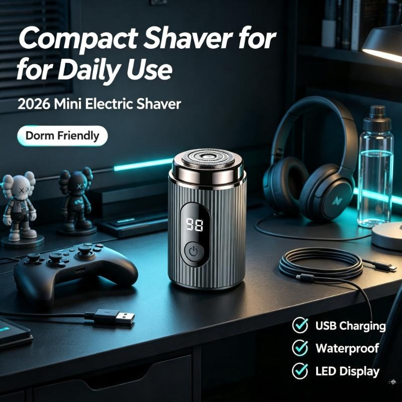 Men'S Grooming Razor Kit - Мини-электробритва 2026, портативная, перезаряжаемая, водонепроницаемая, компактная